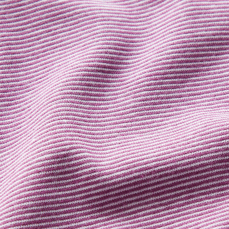 Ribbing Tubular fabric narrow stripes – red lilac/white | Remnant 80cm,  image number 2