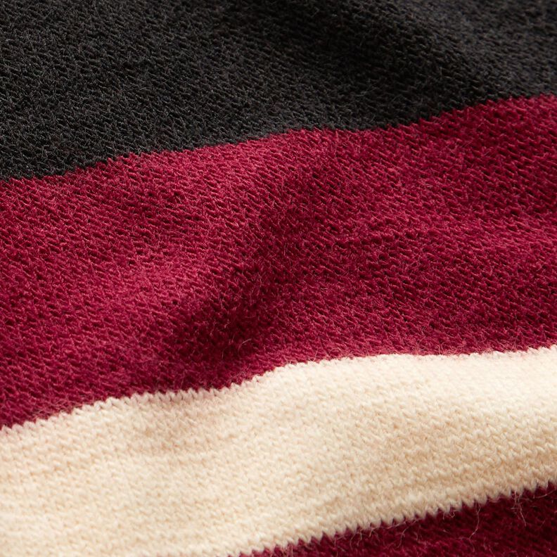 Knitted fabric wide stripes – burgundy/beige, image number 3