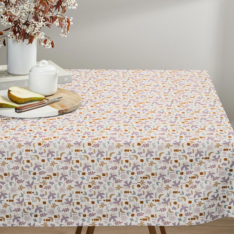 Cotton Cretonne abstract birds – offwhite/pastel violet, image number 8