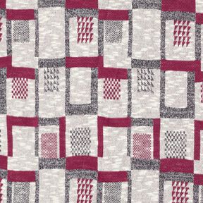 Knitted fabric graphic glitter pattern – berry/white, 