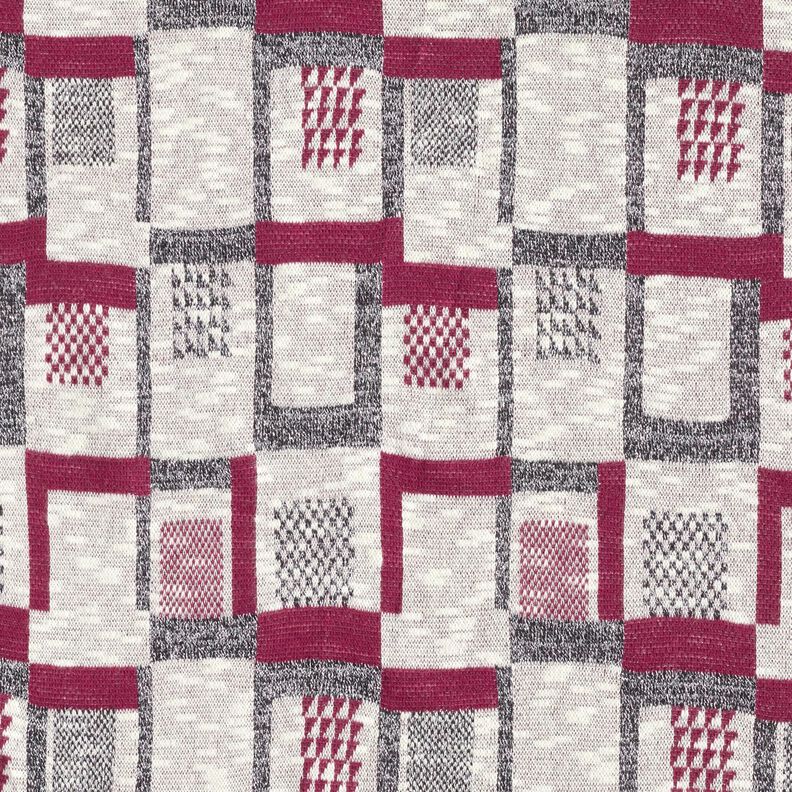 Knitted fabric graphic glitter pattern – berry/white,  image number 1