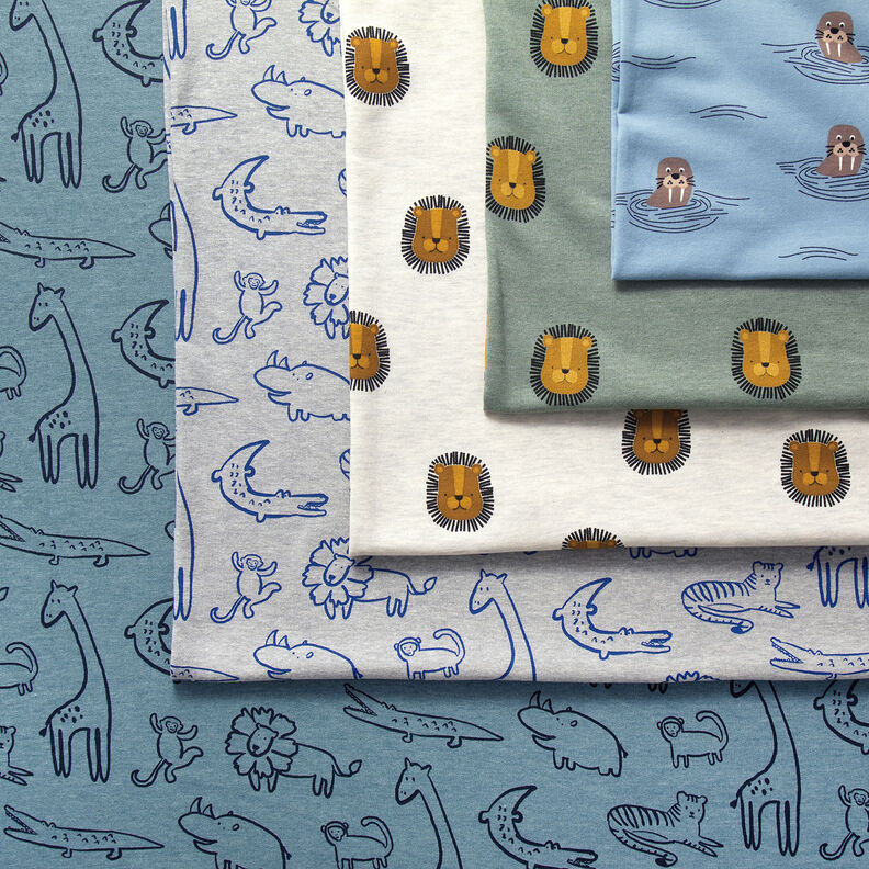 Brushed Sweatshirt Fabric Walruses | by Poppy – light wash denim blue, image number 5