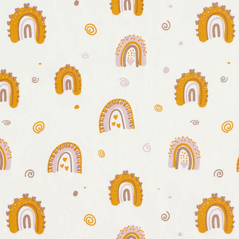 Cotton Poplin cute rainbows – curry yellow yellow/white,  image number 1
