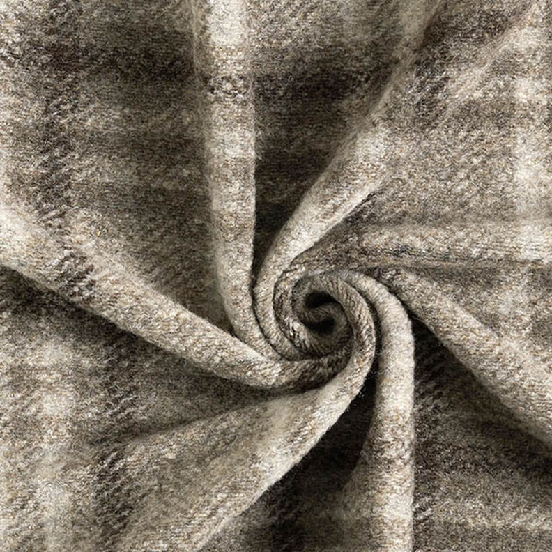 Checked Wool Blend Knit Coating – taupe,  image number 3