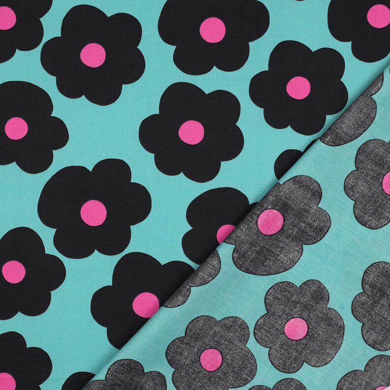Cotton Poplin Big Flower | Nerida Hansen – light turquoise/black,  image number 4