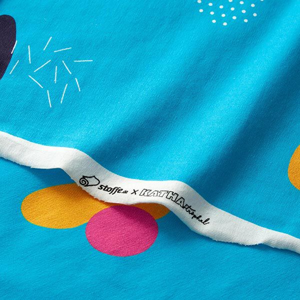 Abstract Peanuts Cotton Jersey | Kathastrophal – light turquoise,  image number 3