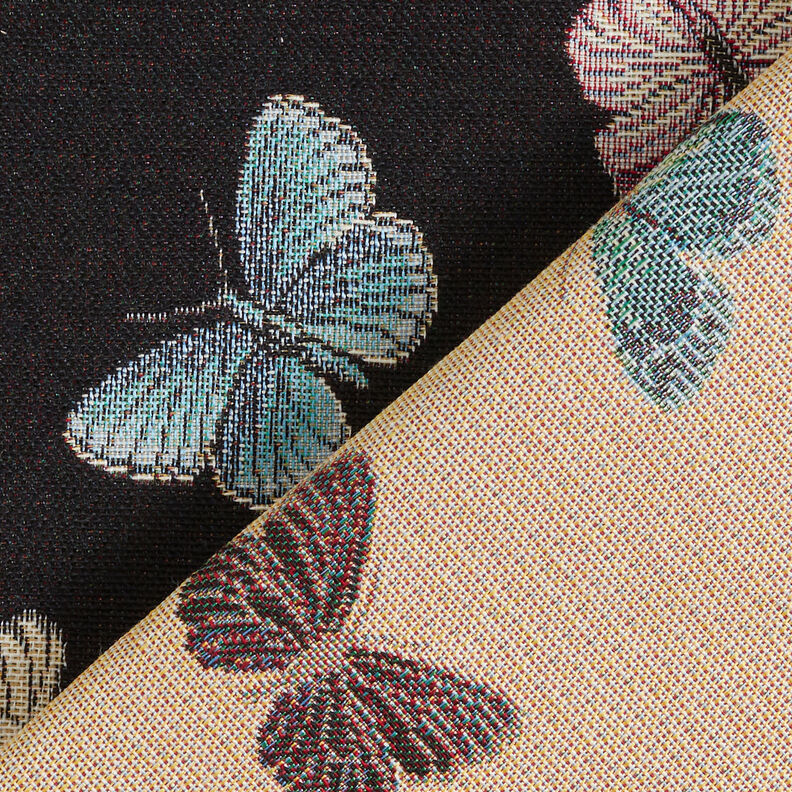 Decor Fabric Tapestry Fabric Swarm of butterflies – black,  image number 5
