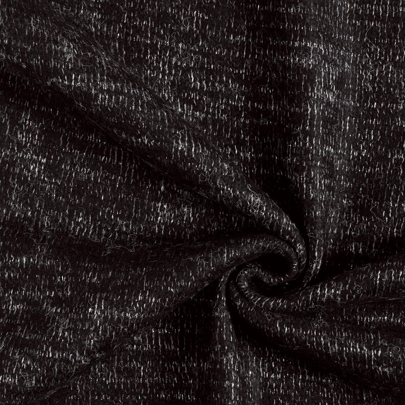 Knitted fabric wool blend glitter melange – black/metallic silver, image number 4