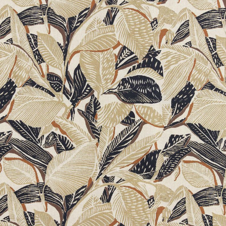 Decor Fabric Half Panama intertwined leaves – natural/light khaki, image number 1
