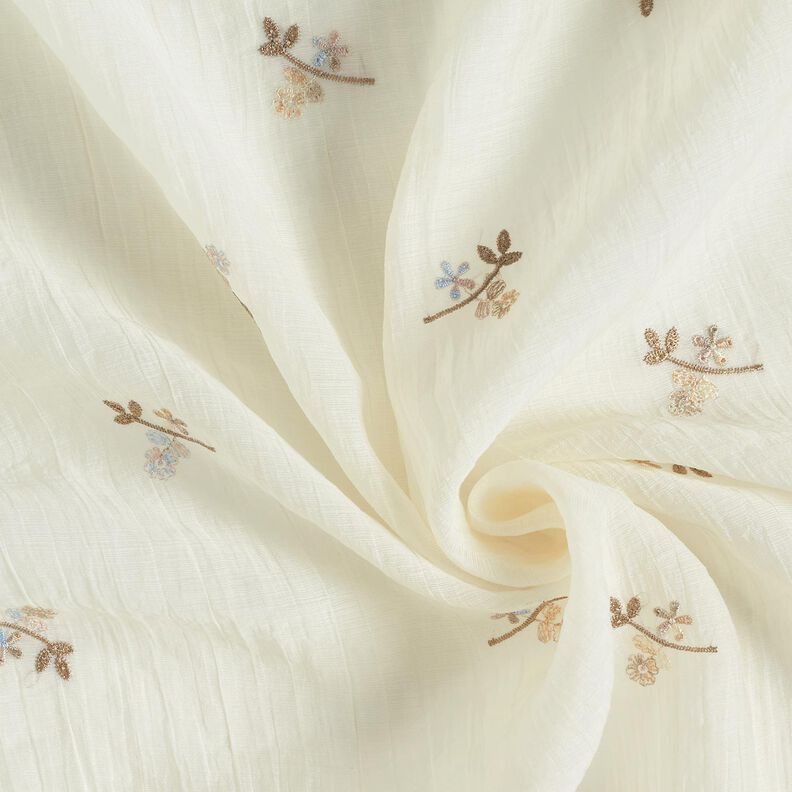 Crinkle voile floral embroidery – offwhite/light brown,  image number 3