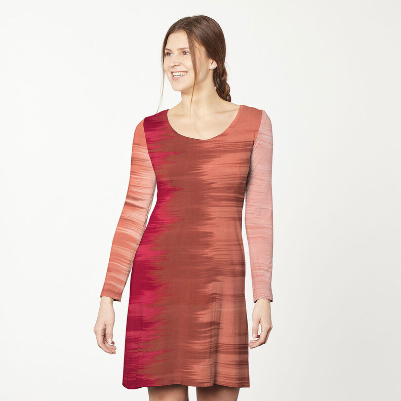 Viscose Jersey Colour gradient vertical stripes – dark red/apricot,  image number 7