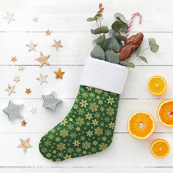 Cotton Poplin Snow Crystals – green/gold, image number 6