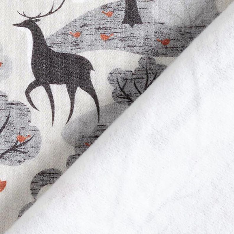Brushed Sweatshirt Fabric abstract woodland animals Digital Print – misty grey,  image number 5