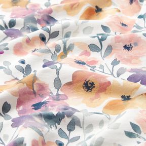 GOTS Cotton Jersey Watercolour Floral Meadow Digital Print – ivory, 