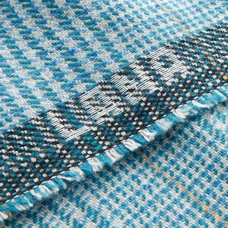 Glen Plaid Wool Fabric – turquoise,  image number 5