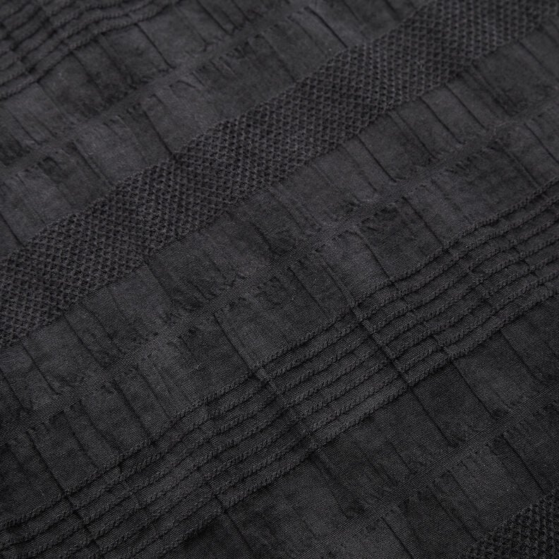Smocked cotton fabric – black,  image number 2