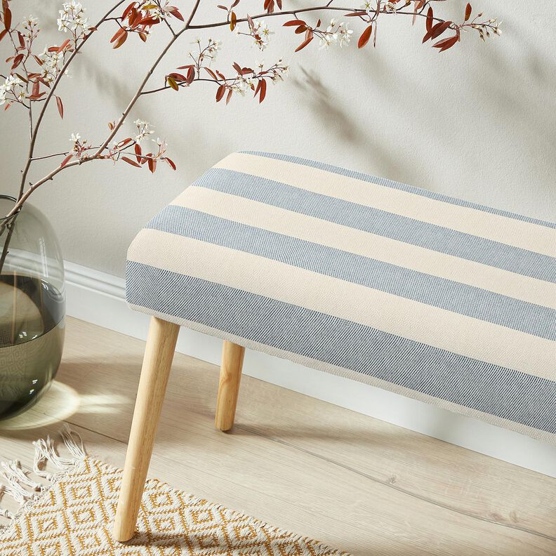 Decor Fabric Panama broad stripes &ndash; blue grey/light beige,  image number 5
