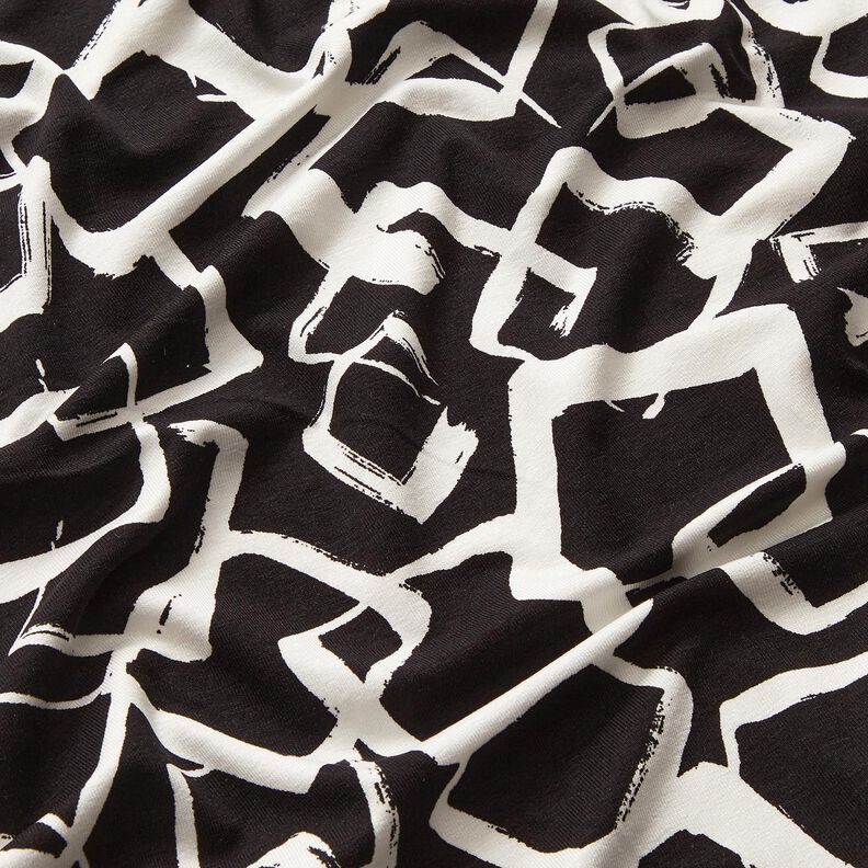 Viscose Jersey scattered diamonds – black/ivory,  image number 2