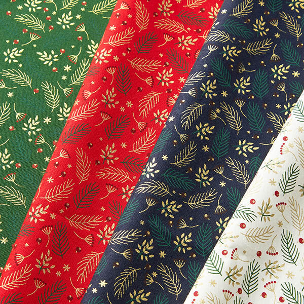 Cotton Poplin Branches and Berries – midnight blue/gold, image number 5