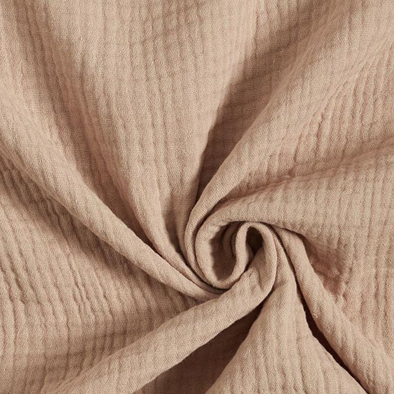 GOTS Triple-Layer Cotton Muslin – dark beige,  image number 1