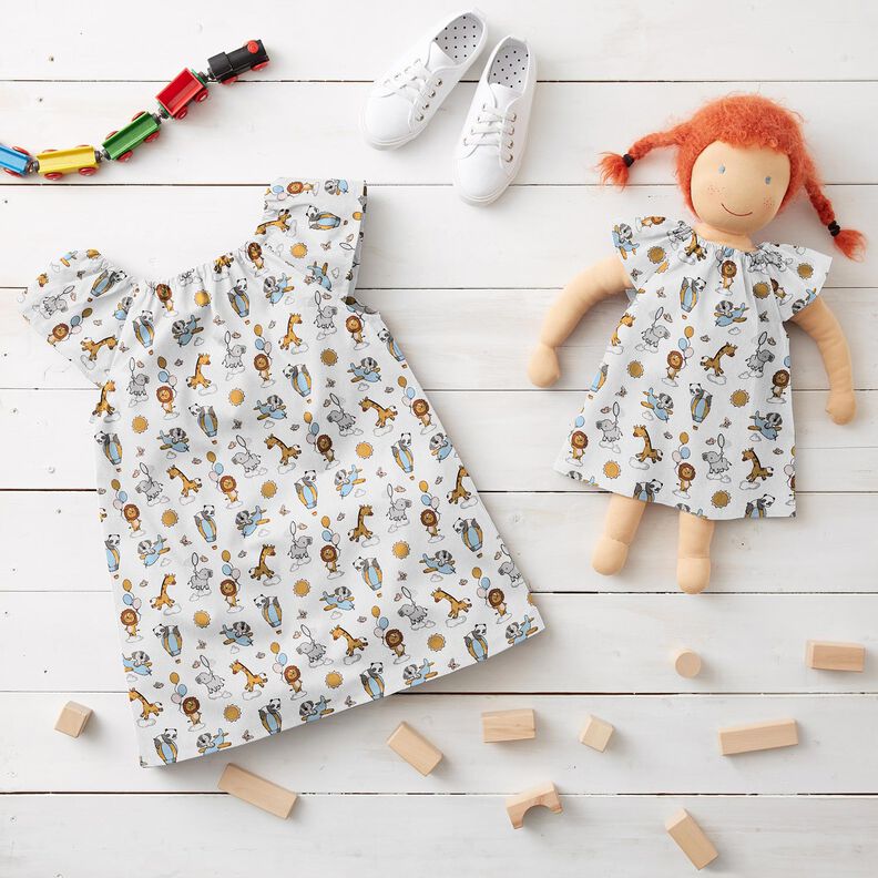 Cotton Poplin Baby animals on clouds – white, image number 5
