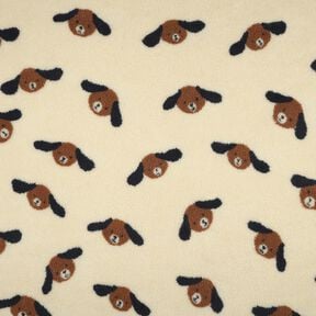 Teddy Fur Dog Heads | Poppy Fabrics – light beige/black brown, 