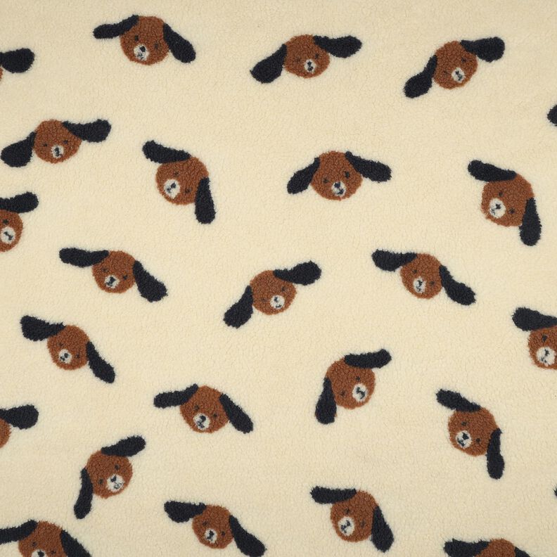 Teddy Fur Dog Heads | Poppy Fabrics – light beige/black brown, image number 1