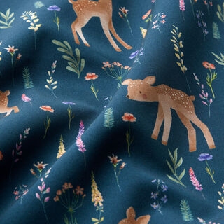 Softshell Fawn in the meadow Digital Print – navy blue, 