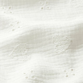 Double Gauze/Muslin Broderie Anglaise hearts – offwhite, 