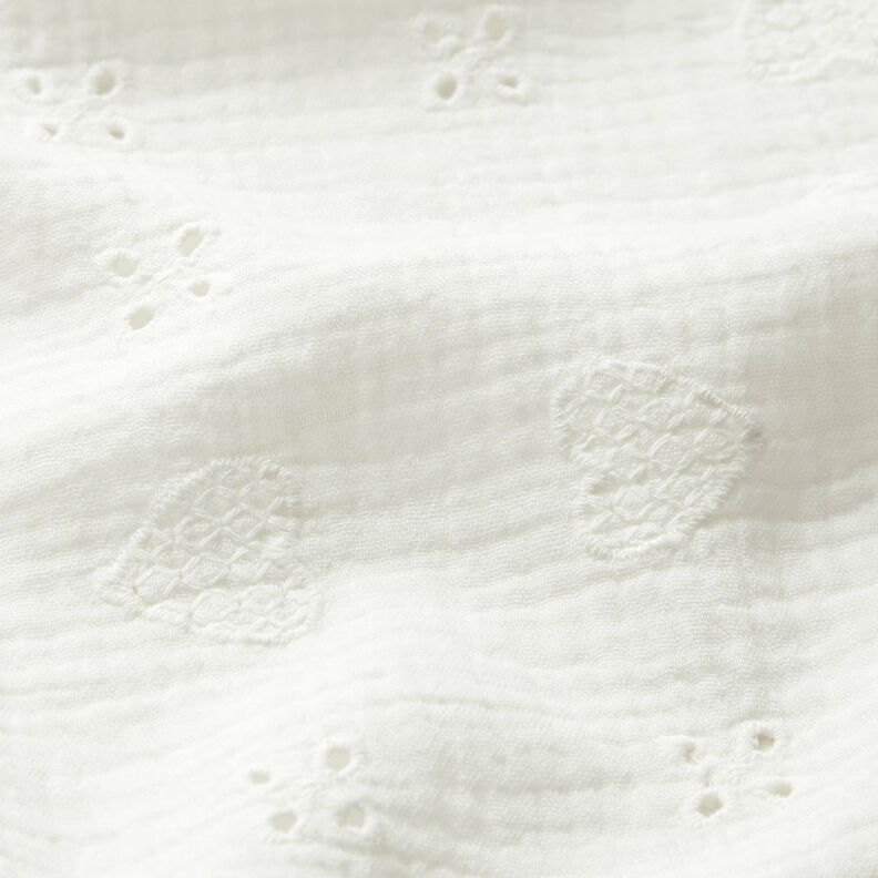 Double Gauze/Muslin Broderie Anglaise hearts – offwhite,  image number 2