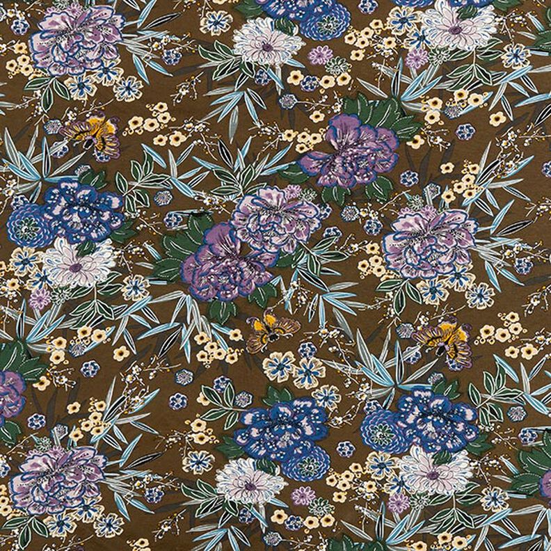 Floral bouquet viscose jersey – brown,  image number 1