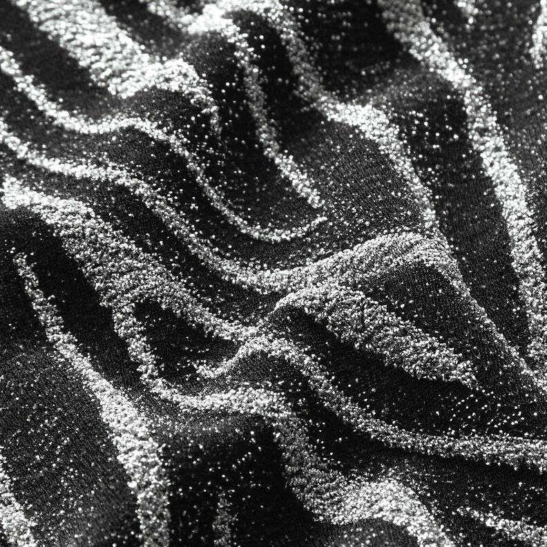 Glitter jersey zebra stripes – black/metallic silver,  image number 3