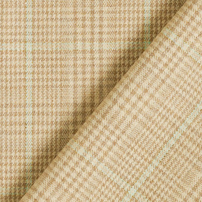 Viscose Blend fine Prince of Wales check with lurex – almond/pale mint,  image number 4
