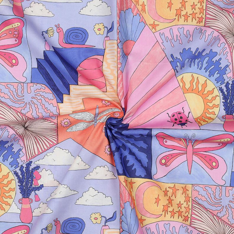Cotton Poplin Little Creatures Digital Print | Nerida Hansen – coral/blue lilac,  image number 3