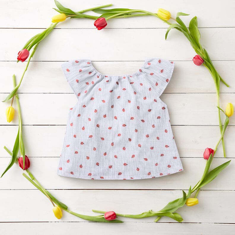 Double Gauze/Muslin Ladybird Digital Print | Poppy Fabrics – white,  image number 7