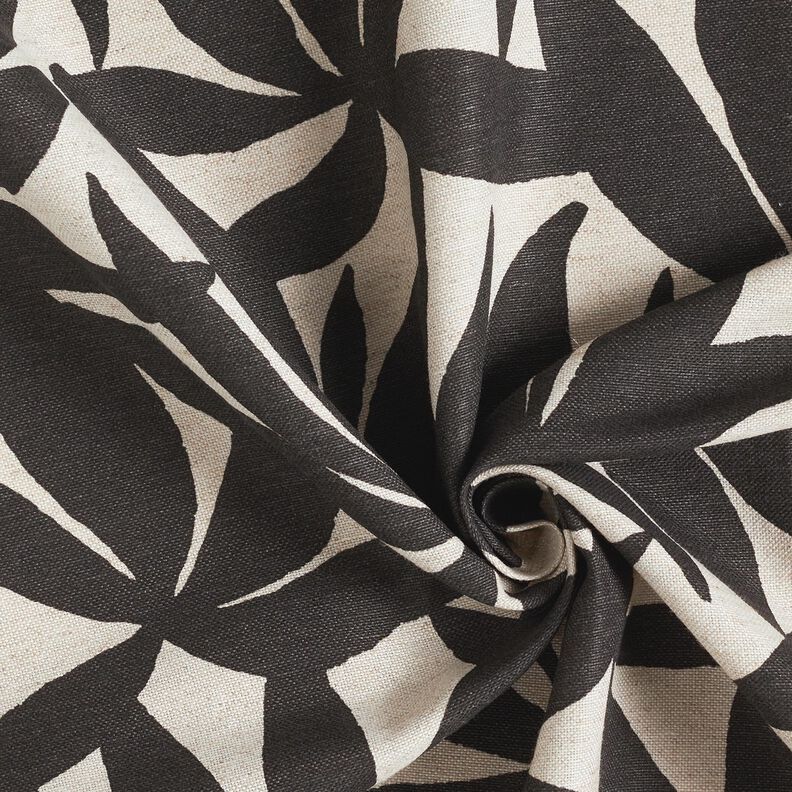 Decor Fabric Half Panama plain leaves – black/natural, image number 3