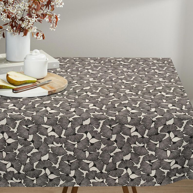 Decor Fabric Half Panama spotted ginkgo – black/natural, image number 8