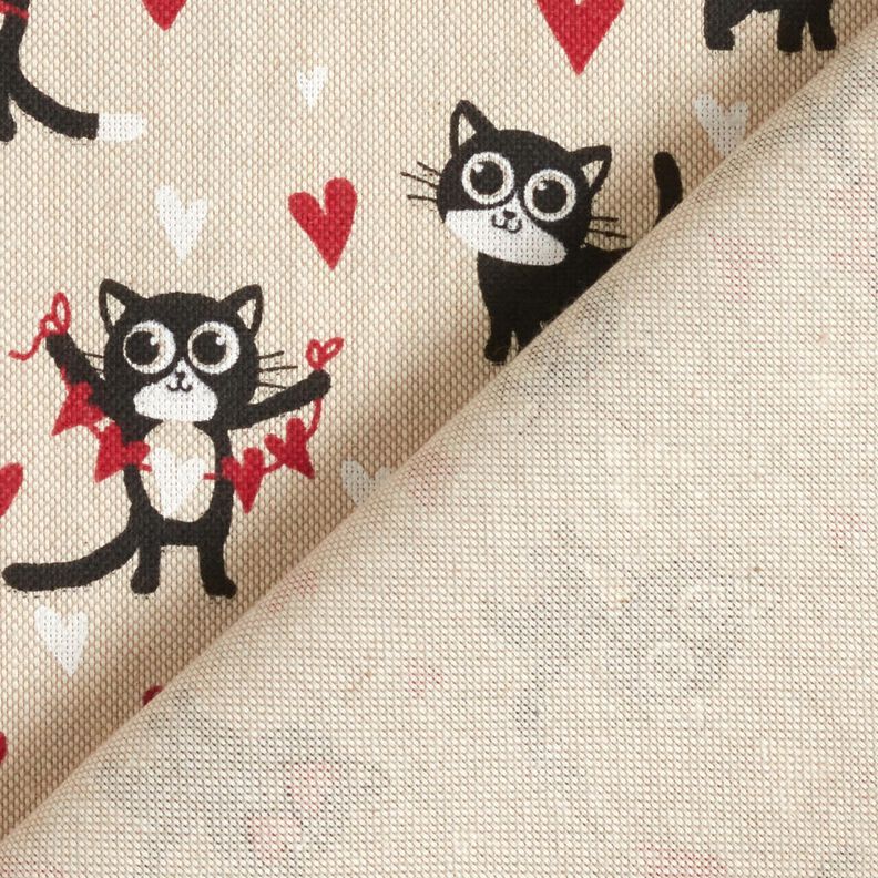 Decor Fabric Half Panama cats in love – natural/red,  image number 4
