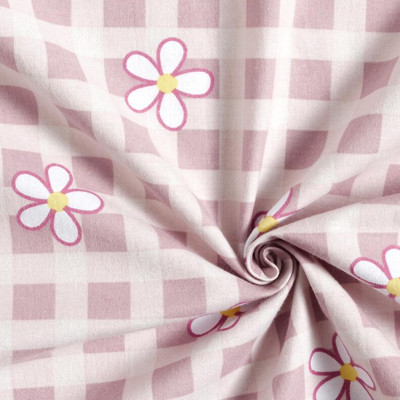 Cotton Jersey Checks and flowers &ndash; white/pink,  image number 3