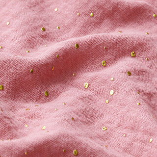 Scattered Gold Polka Dots Cotton Muslin – pink/gold, 