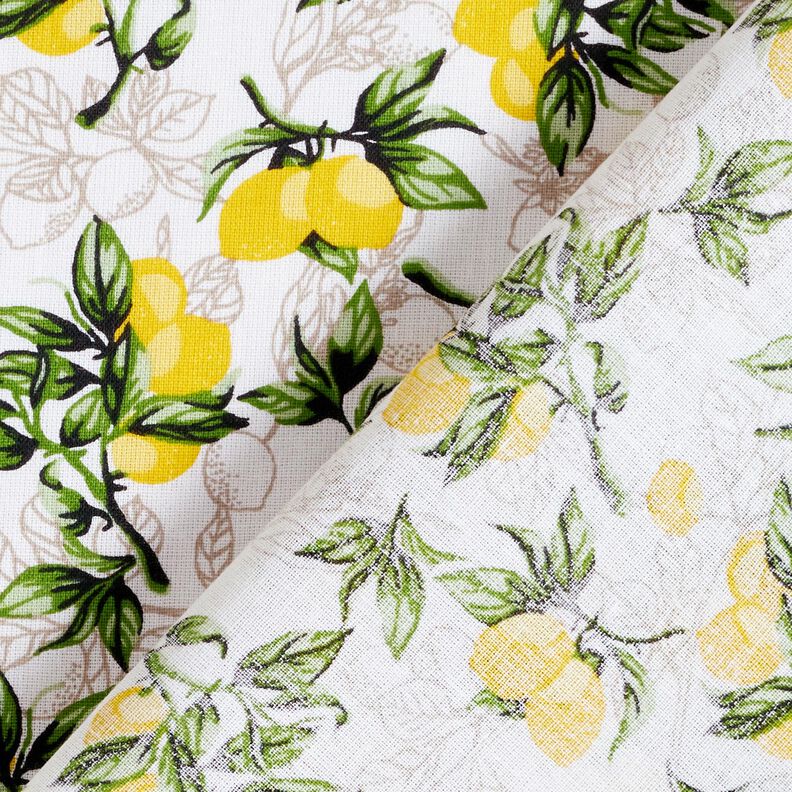 Cotton Cretonne Lemon branches – white/lemon yellow,  image number 4