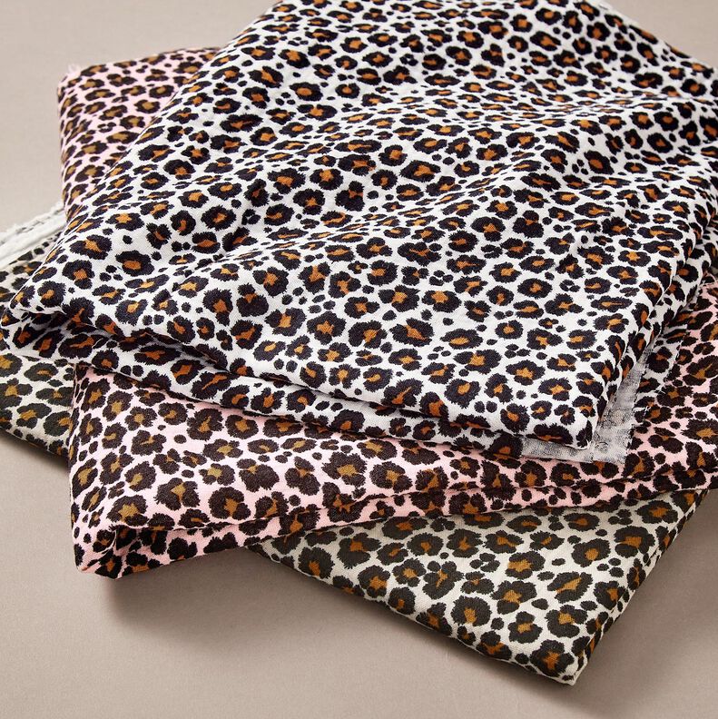 Double Gauze/Muslin Leopard Print – white/black,  image number 5