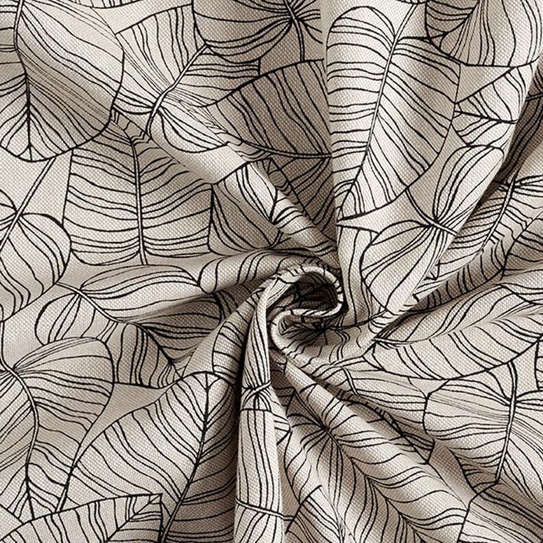 Decor Fabric Half Panama fine leaves – natural/black,  image number 4