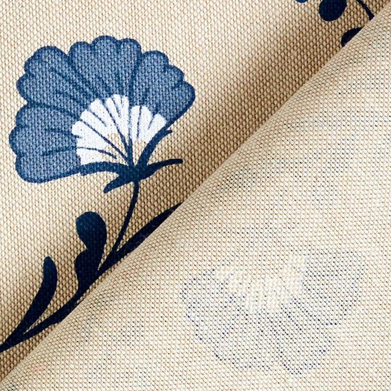 Decor Fabric Half Panama little flowers – natural/ocean blue,  image number 4