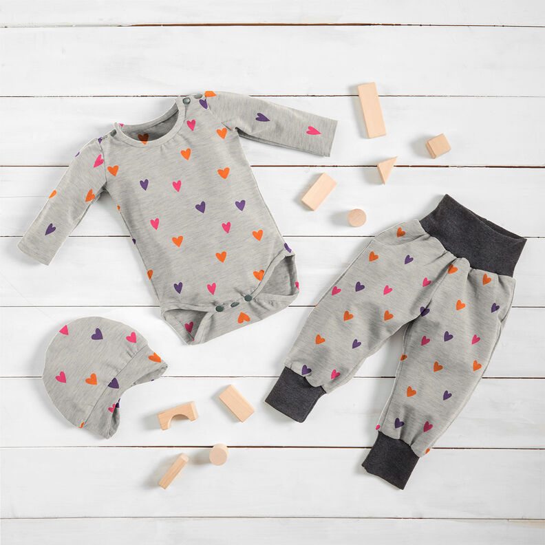Cotton Jersey neon hearts | by Poppy – natural/neon orange,  image number 6