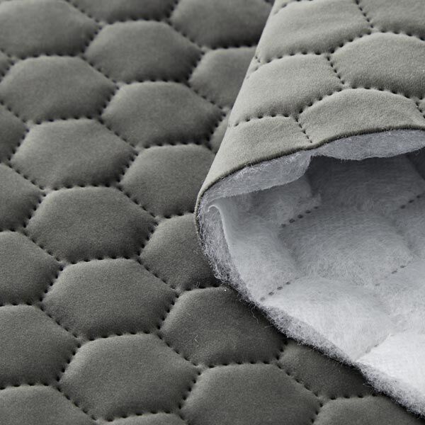 Upholstery Fabric Velvet Honeycomb Quilt – anthracite,  image number 3
