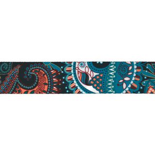 Floral Belt Webbing [ Width: 40 mm ] – turquoise blue/navy blue, 