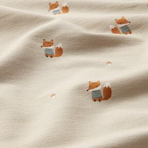GOTS French Terry Fox with jumper Digital Print – almond, 