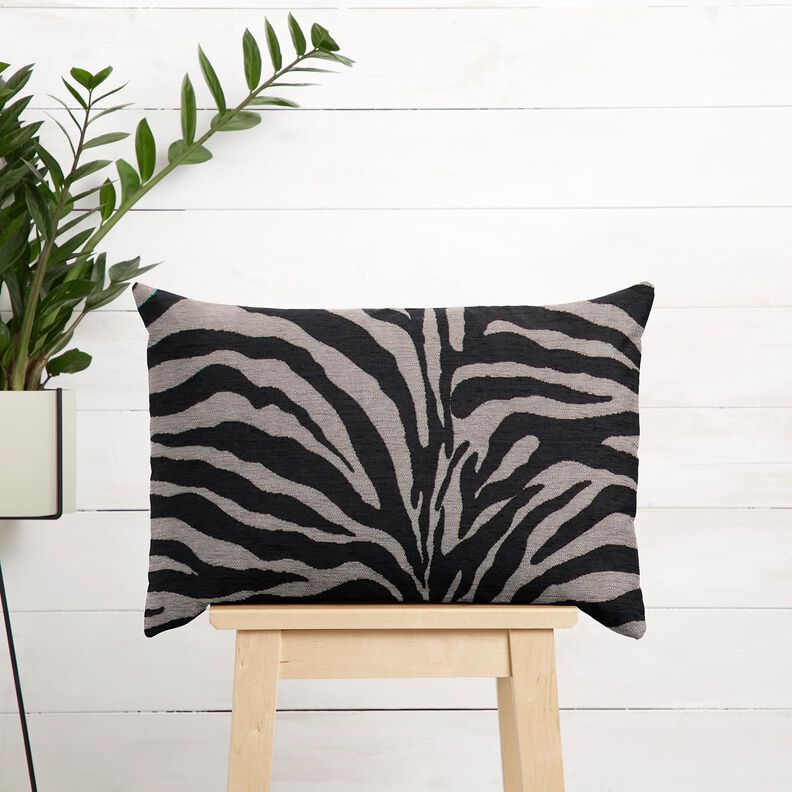 Upholstery Fabric Jacquard Zebra – black/grey, image number 9