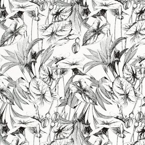 Viscose Linen Blend Tropical plants – offwhite/black, 